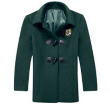 女生墨绿色毛呢大衣