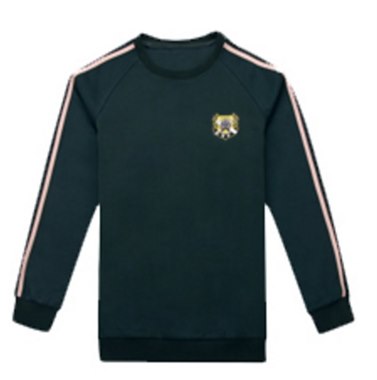 墨绿色圆领针织上衣